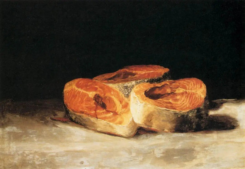 Natura morta con tre fette di salmone - Francisco de Goya