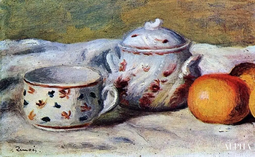 Nature morte avec une tasse et un sucrier - Pierre-Auguste Renoir - Reproductions de tableaux et peintures haut de gamme