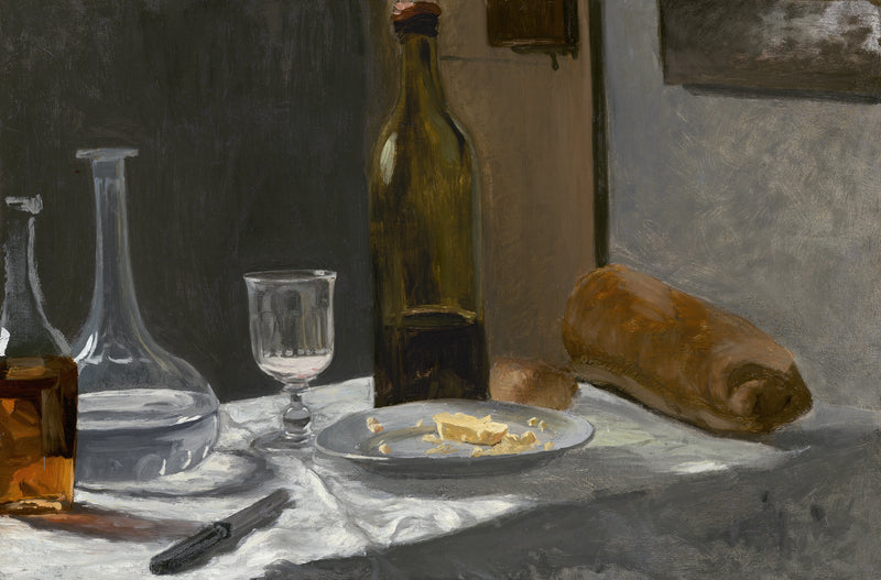 Natura morta con bottiglia, caraffa, pane e vino W13 - Claude Monet