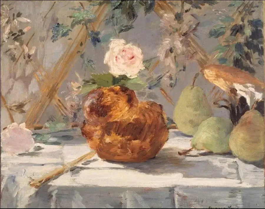 Natura morta, brioche, fiori, pere - Édouard Manet