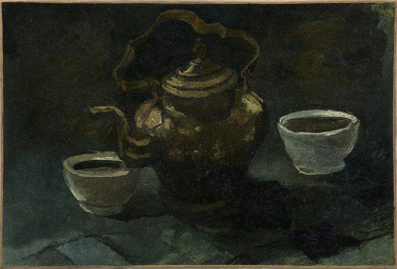 Natura morta, caffettiera in rame e due ciotole bianche - Vincent van Gogh