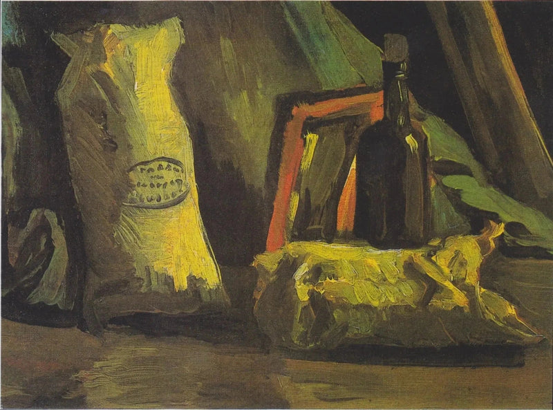 Natura morta con due sacchi e una bottiglia - Vincent van Gogh