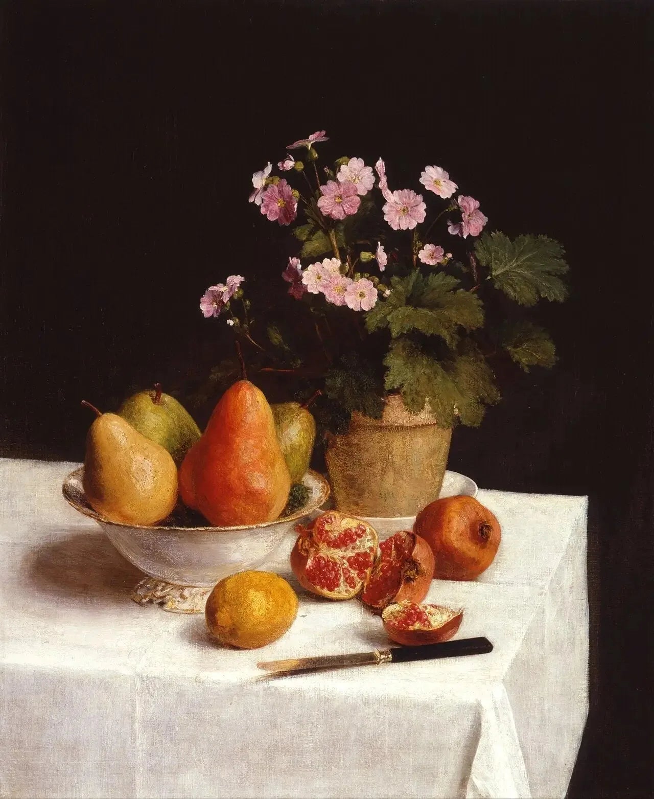 Nature morte (primevères, poires et grenades) - Henri Fantin-Latour image 1 copie peinte à la main à l’huile