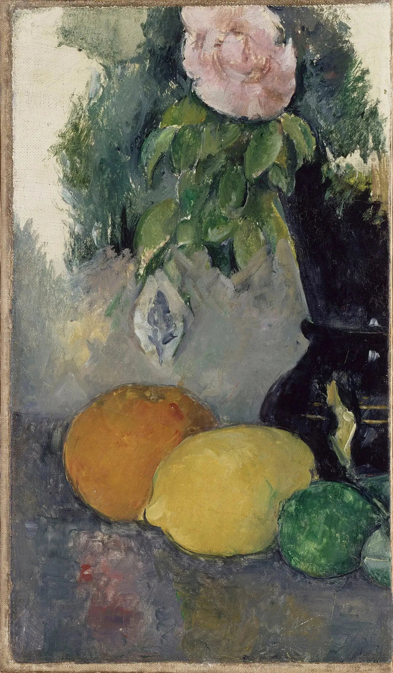 Natura morta, rosa e frutta - Paul Cézanne