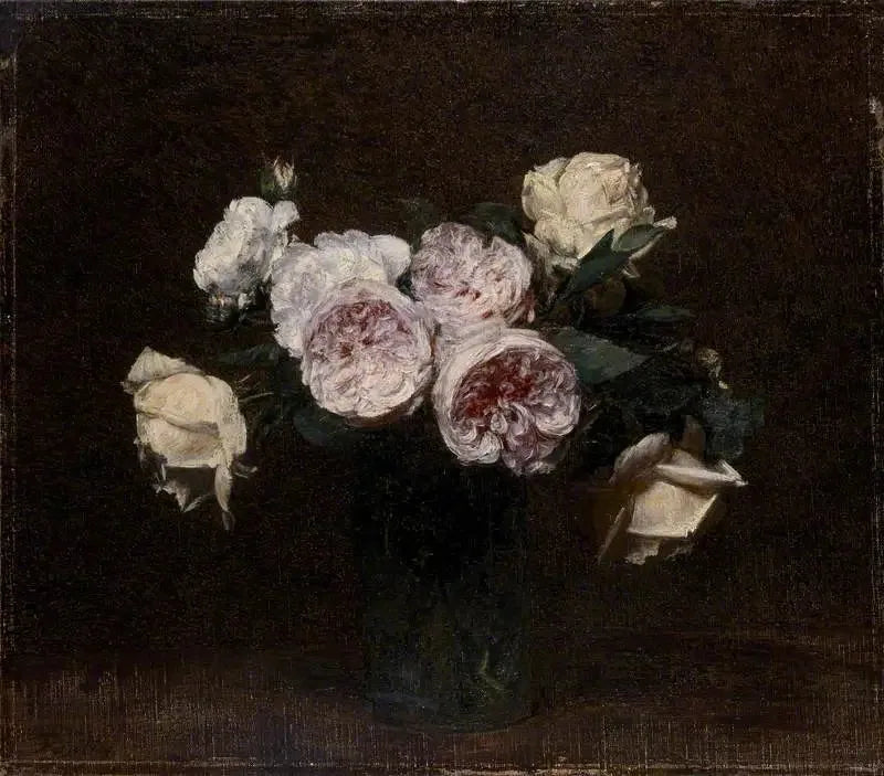 Nature morte : roses roses, bianche e gialle - Henri Fantin-Latour