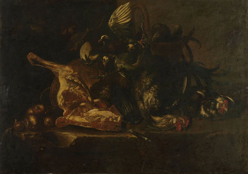 Nature morte à la viande et aux oiseaux morts - Christoffel Puytlinck