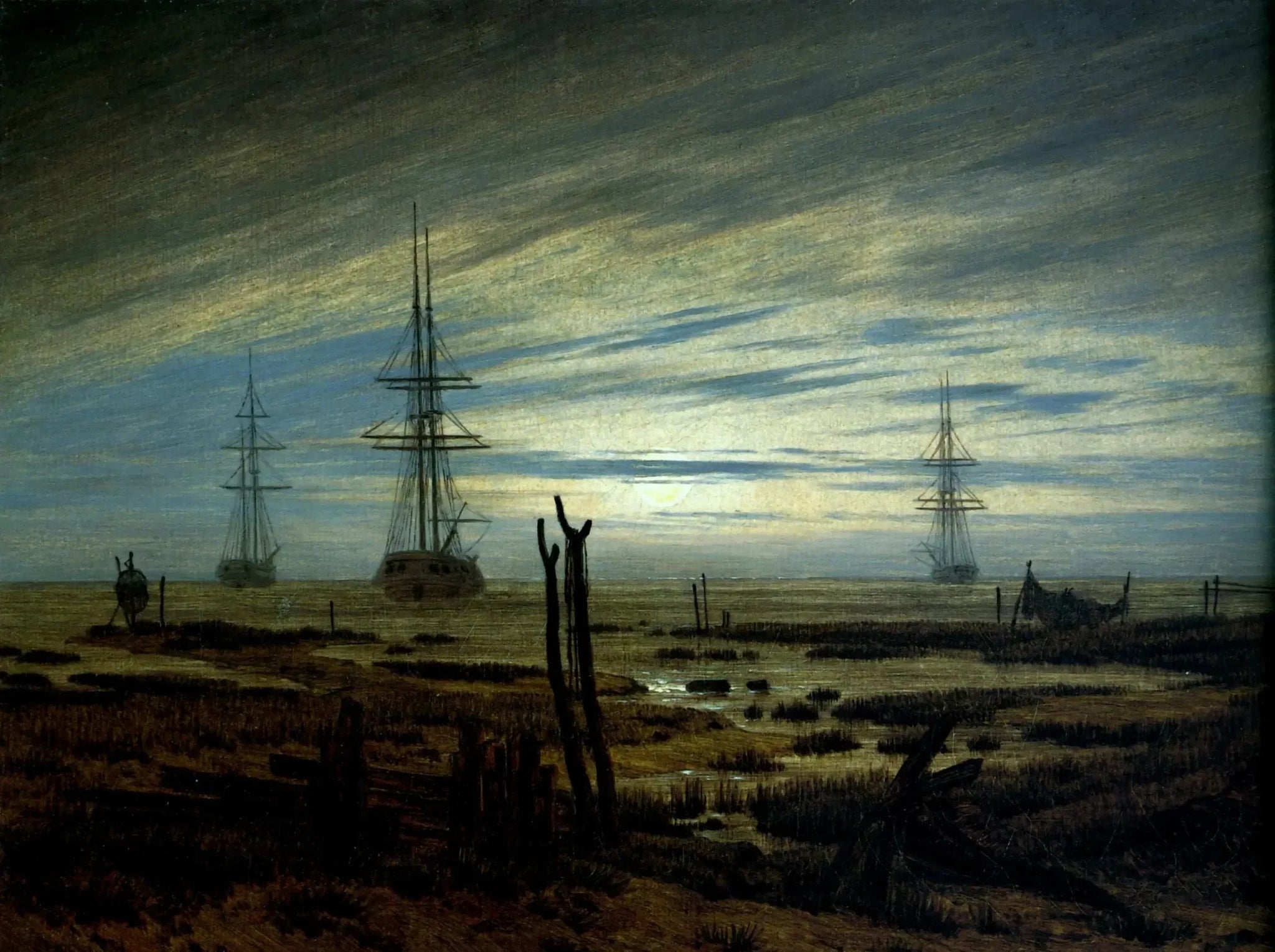 Navires à l'ancre - Caspar David Friedrich image 1 reproduction artisanale de tableau