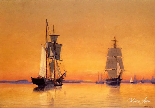 Navires dans le port de Boston au crépuscule, 1859 - William Bradford - Reproductions de tableaux et peintures haut de gamme