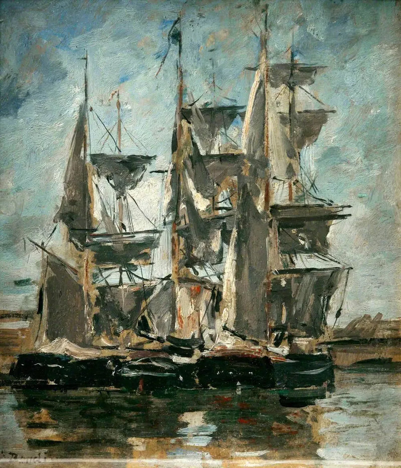 Navi in un porto - Eugène Boudin