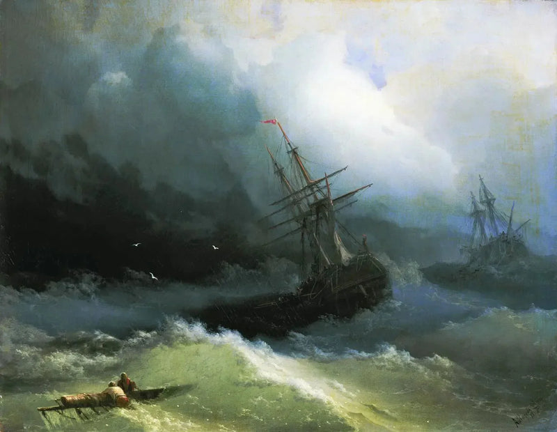 Navi sul mare in tempesta - Ivan Aïvazovski