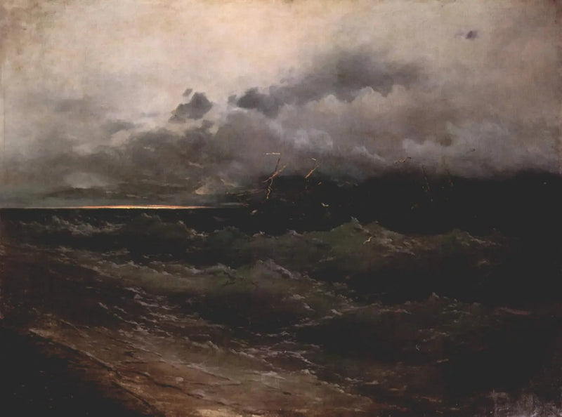 Navi su un mare agitato, alba - Ivan Aïvazovski