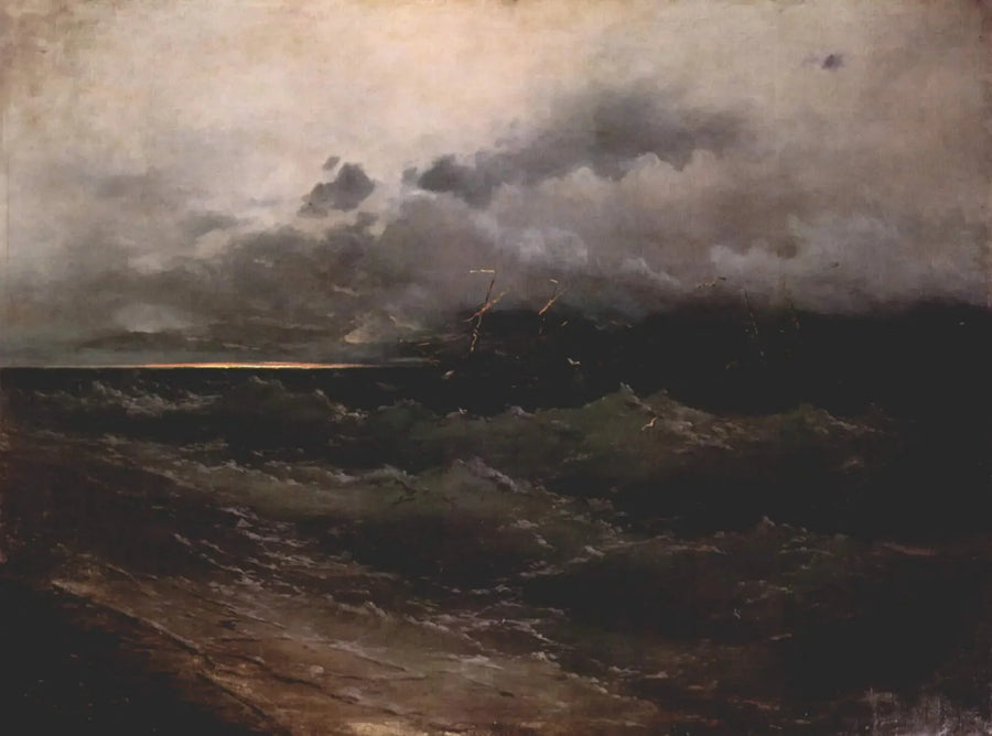 Navi su un mare agitato, alba - Ivan Aïvazovski