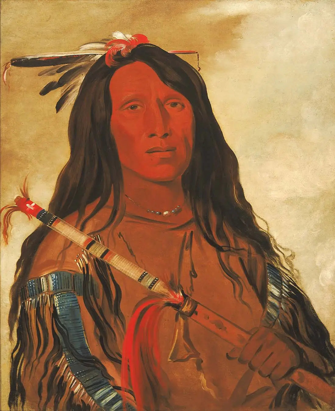 Né-hee-ó-ee-wóo-tis Loup sur la colline Chef de la tribu - George Catlin - Alpha Reproduction