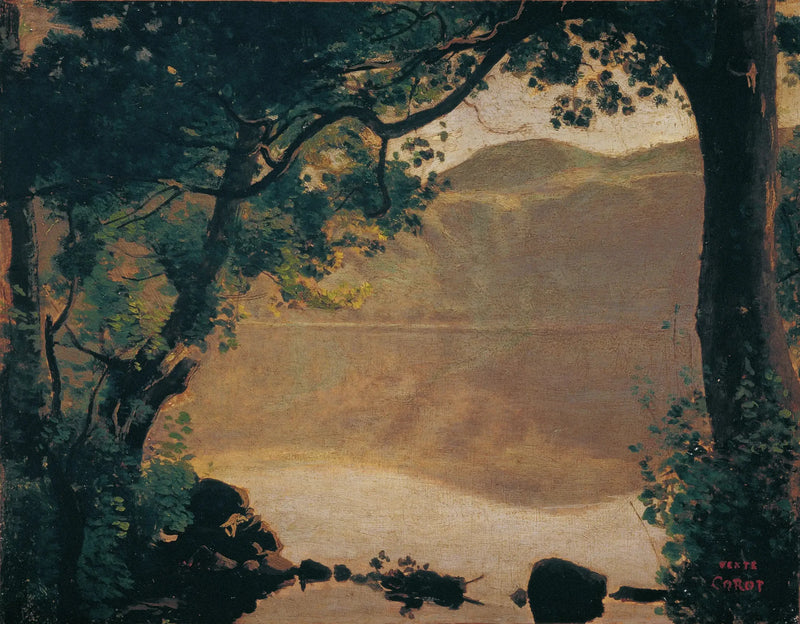 Nemi, il lago visto attraverso gli alberi - Jean-Baptiste Camille Corot