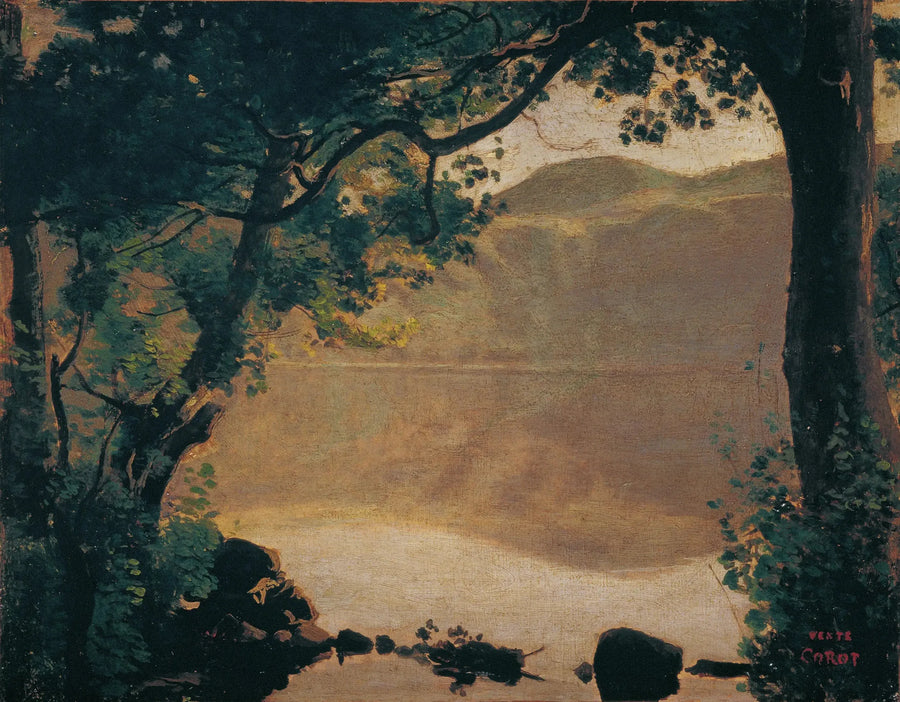 Nemi, il lago visto attraverso gli alberi - Jean-Baptiste Camille Corot