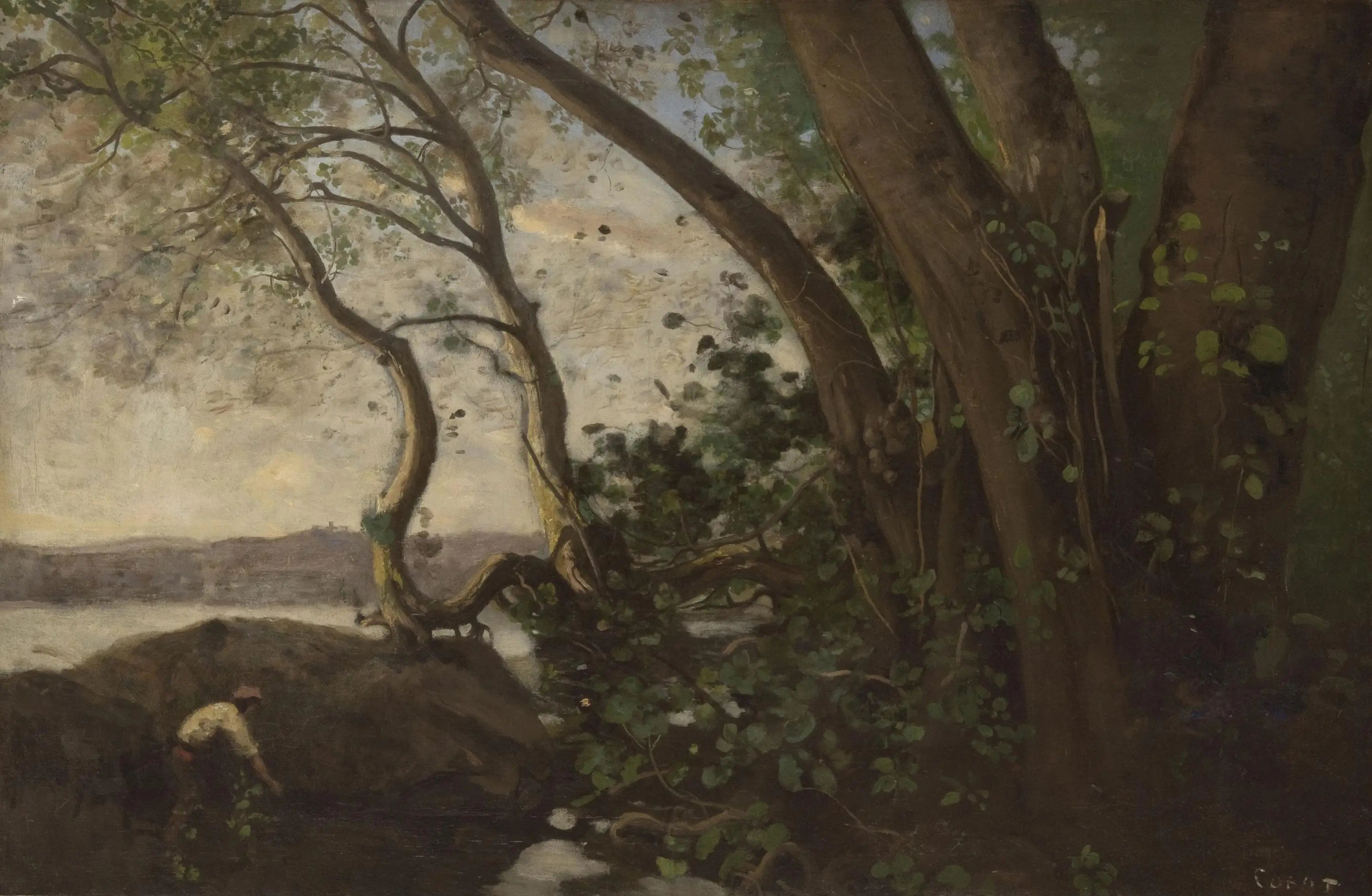 Nemi les bords du lac - Jean-Baptiste Camille Corot - Alpha Reproduction