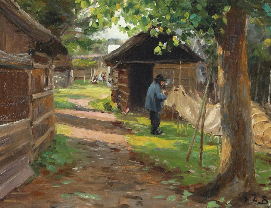 Pulizia delle trappole per pesci. - H. A. Brendekilde