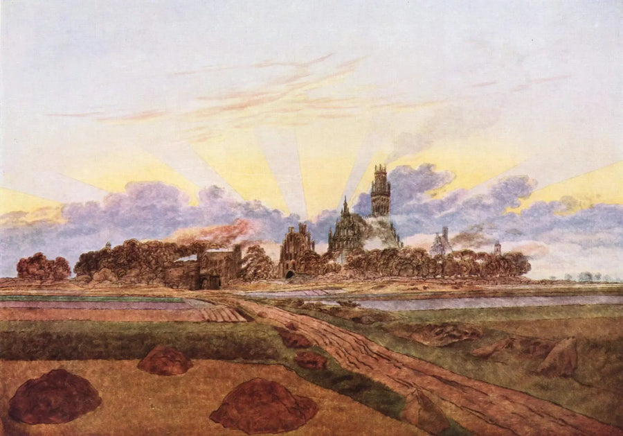 Neubrandenburg in fiamme - Caspar David Friedrich