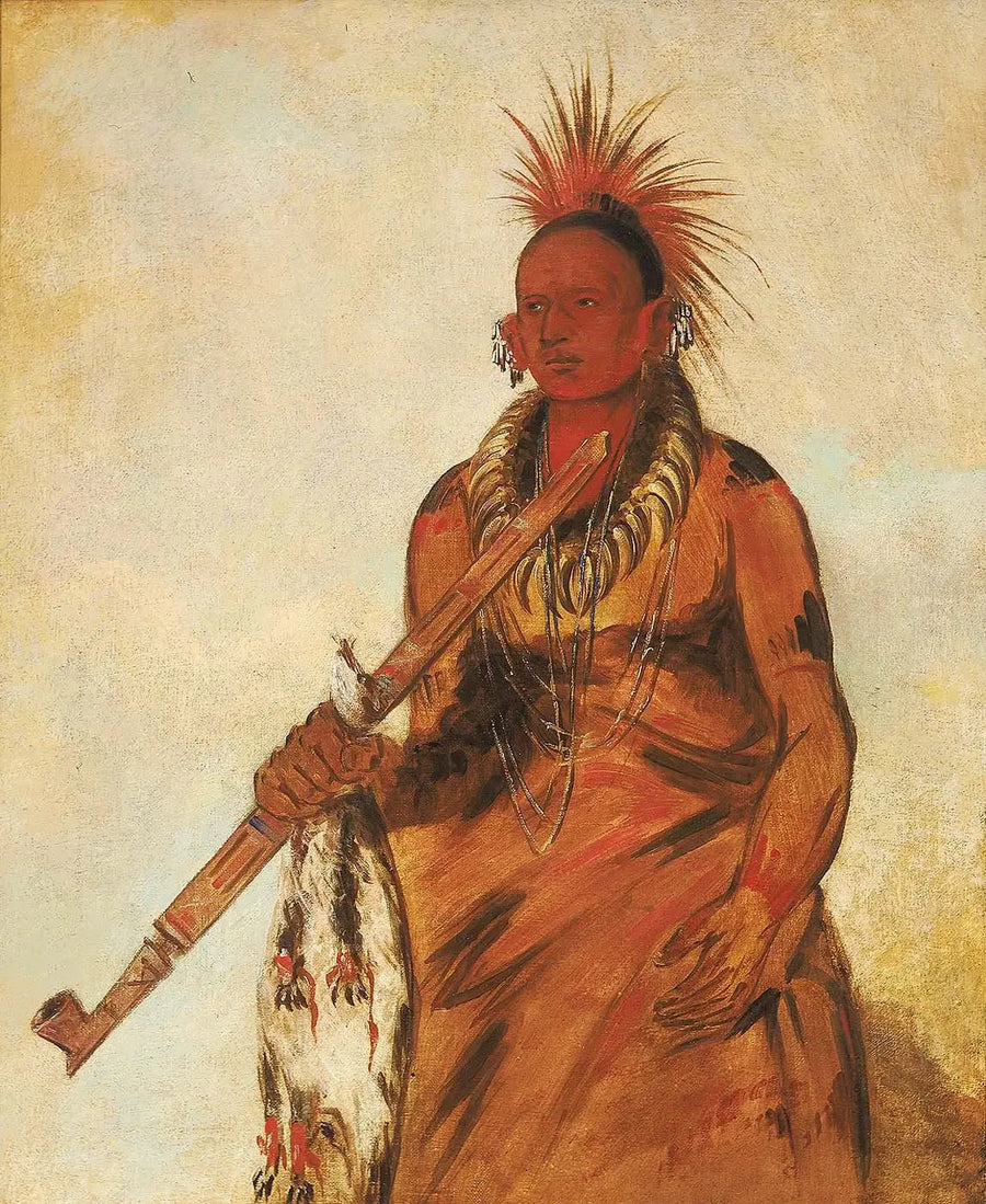 No-o-mún-nee, Marche sotto la pioggia, un guerriero - George Catlin