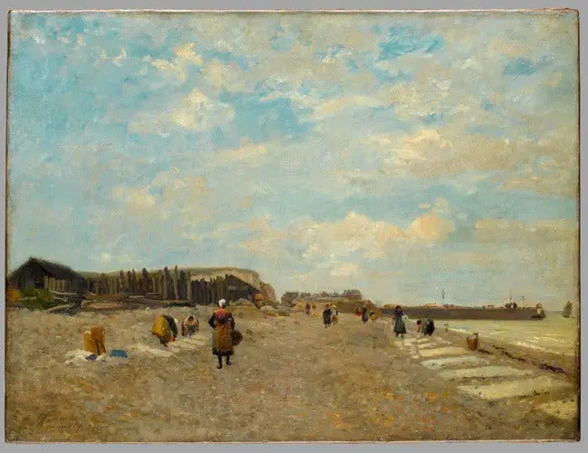 Normanne che stendono la biancheria su una spiaggia - Eugène Boudin