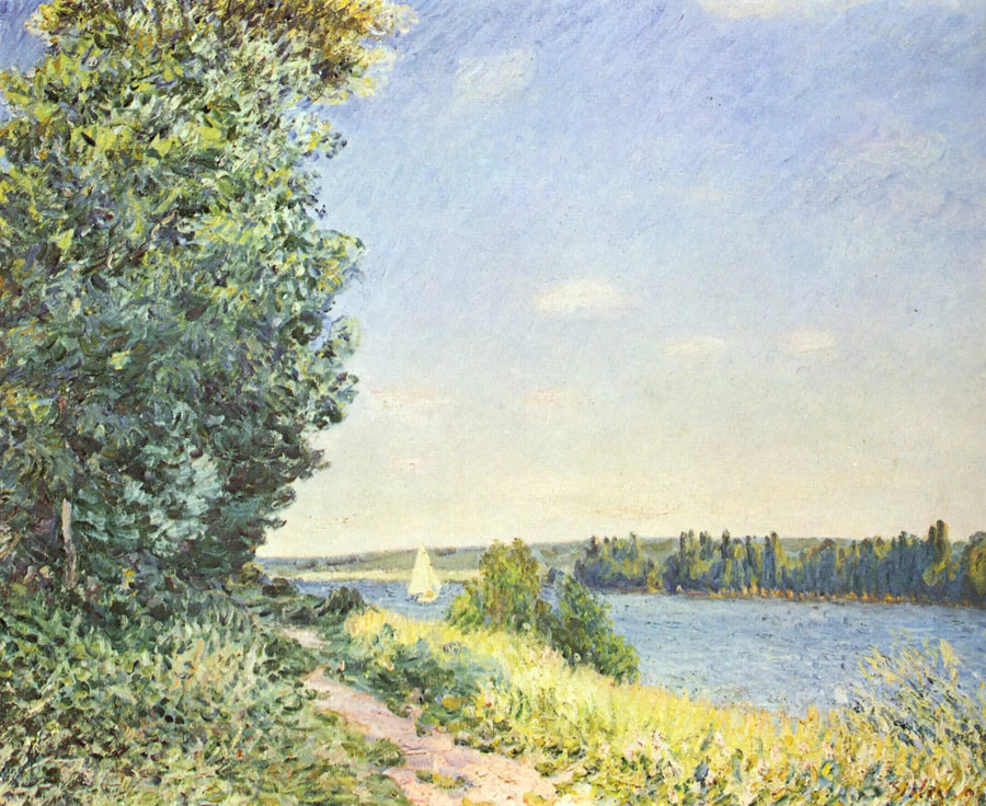 Normandia, il sentiero lungo l'acqua, sera a Sahurs - Alfred Sisley