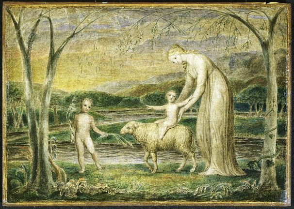 Notre-Dame con il Bambino Gesù su un agnello - William Blake