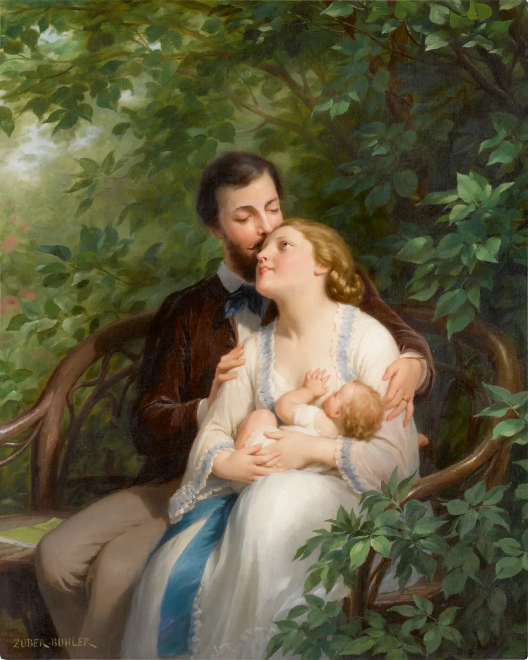 Nourrir le bébé - Fritz Zuber-Buhler image 1 copie peinte à la main à l’huile