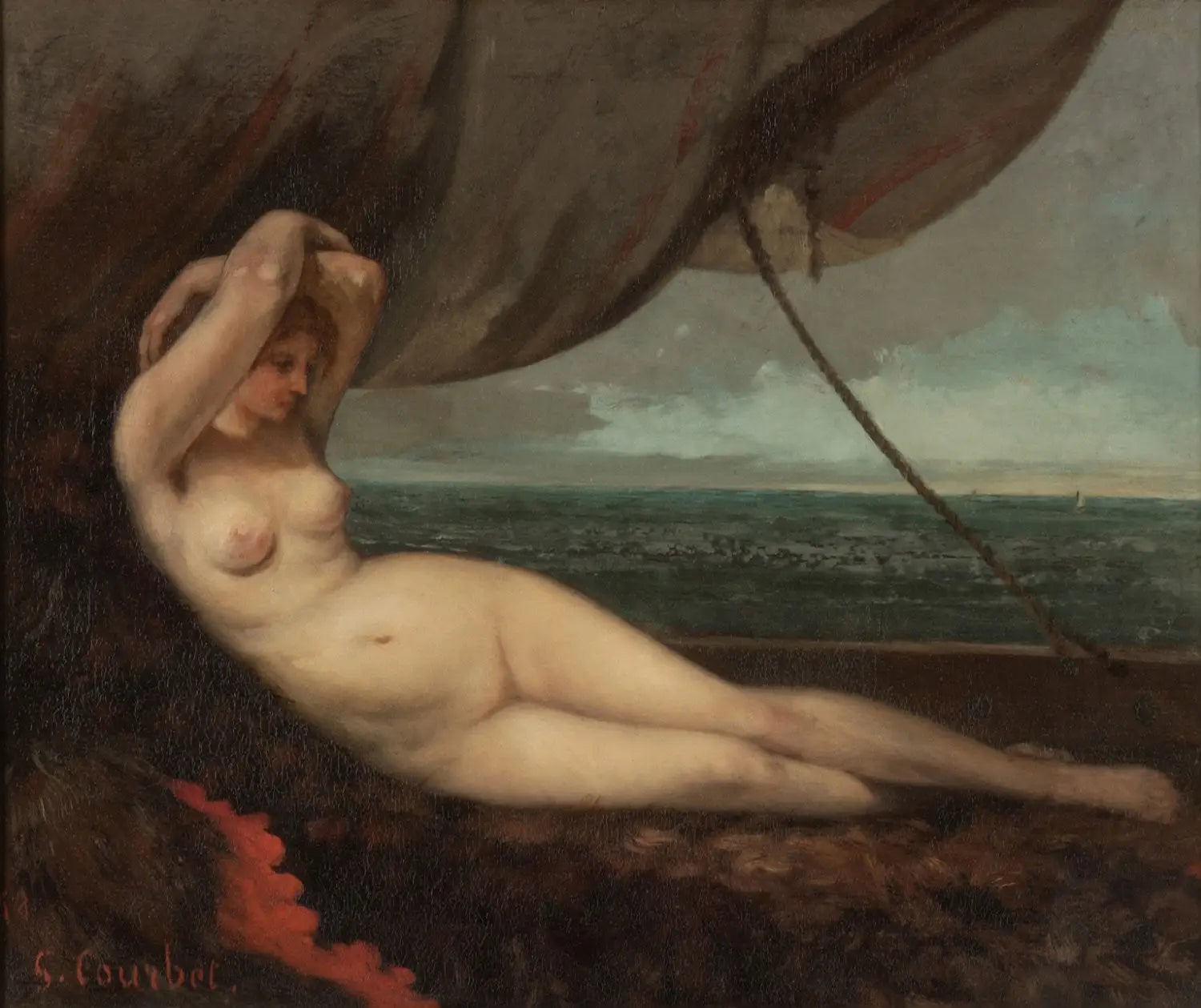 Nu allongé au bord de la mer - Gustave Courbet image 1 copie peinte à la main à l’huile
