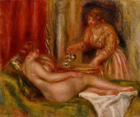 Nu allungato e servitore che serve il tè - Pierre-Auguste Renoir