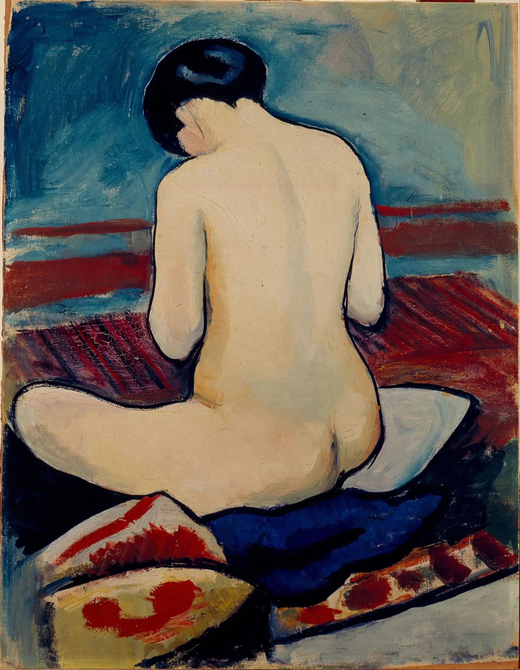 Nu assis avec un oreiller - August Macke image 1 reproduction d’œuvre d’art à l’huile