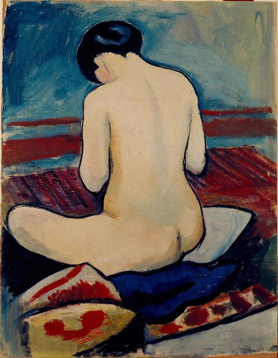 Nu seduto con un cuscino - August Macke