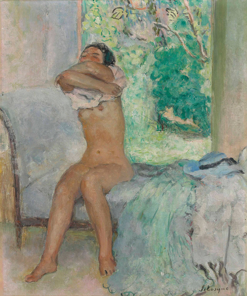 Nudo seduto che si toglie la maglietta - Henri Lebasque