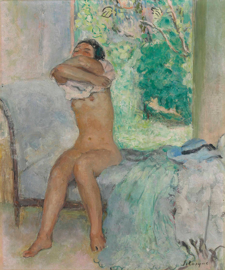 Nudo seduto che si toglie la maglietta - Henri Lebasque
