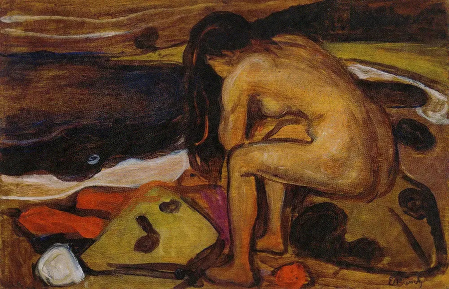 Nu seduto sulla spiaggia - Edvard Munch