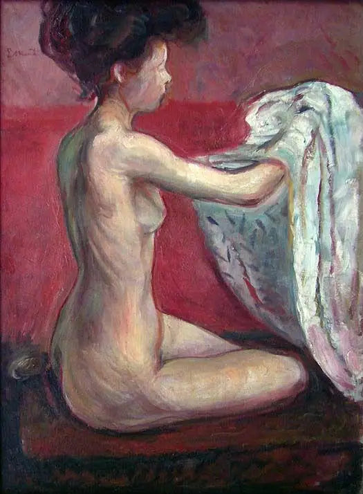 Nu seduto su uno sfondo rosso - Edvard Munch