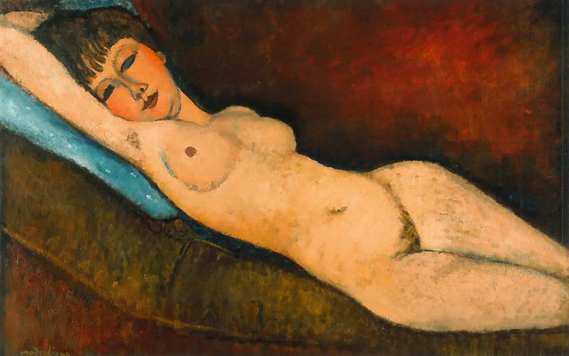 Nudo sdraiato sul cuscino blu - Amedeo Modigliani