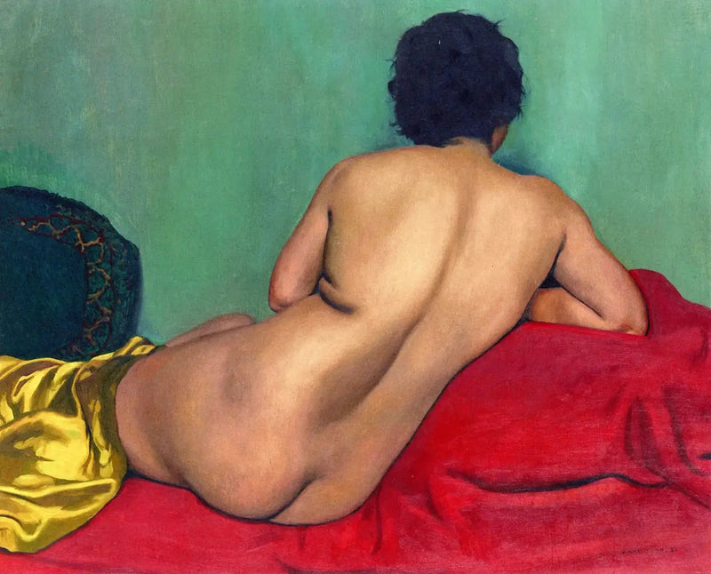 Nu de dos sur un canapé rouge - Félix Vallotton