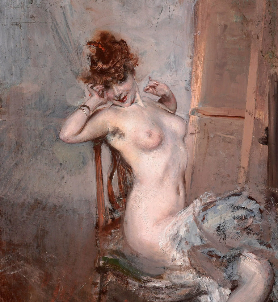 Nu de giovane donna seduta - Giovanni Boldini