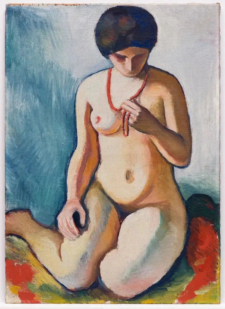 Donna nuda con collana di corallo - August Macke