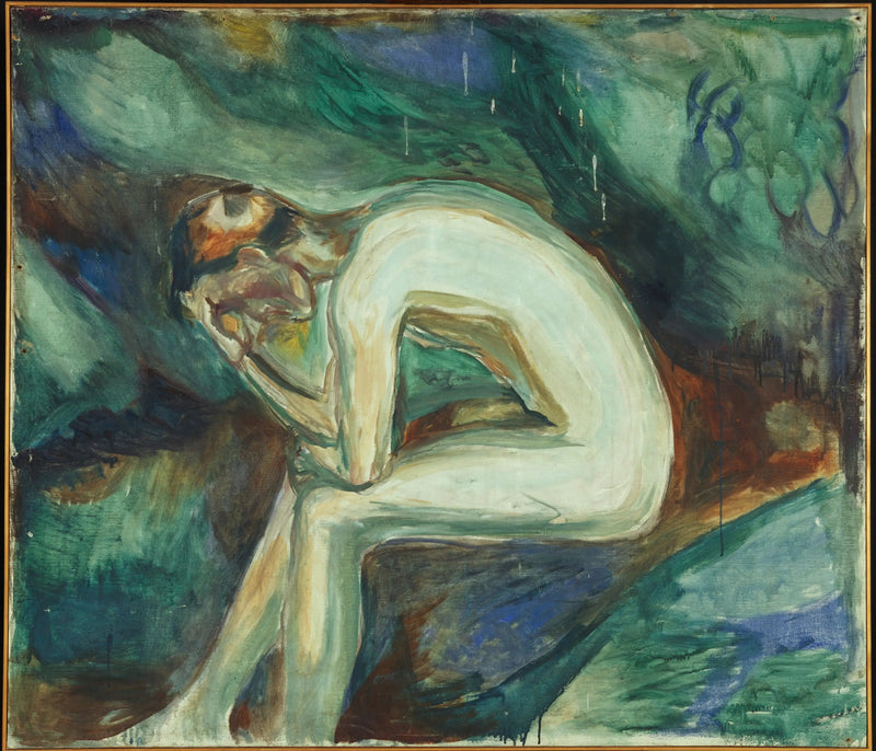Nudo maschile seduto nella foresta - Edvard Munch