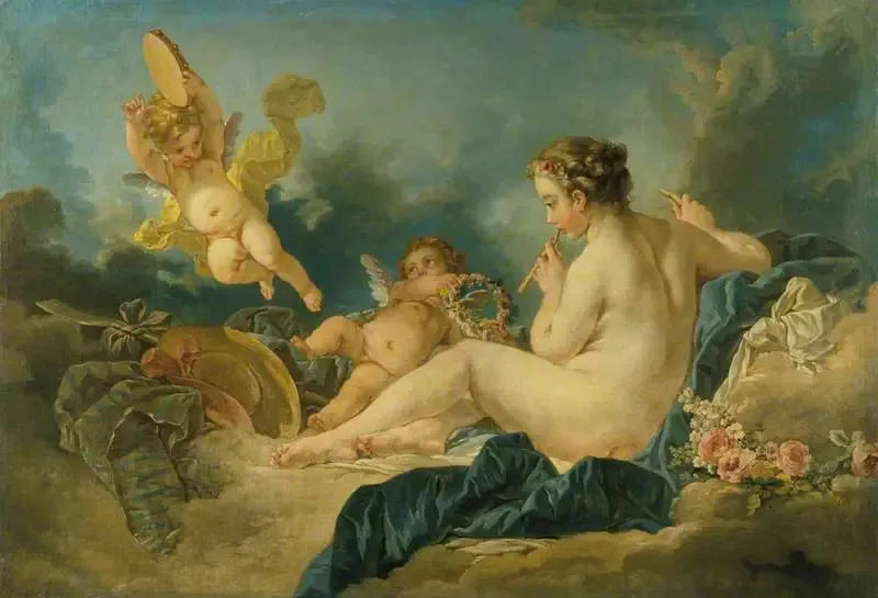 Ninfa seduta con flauti - François Boucher