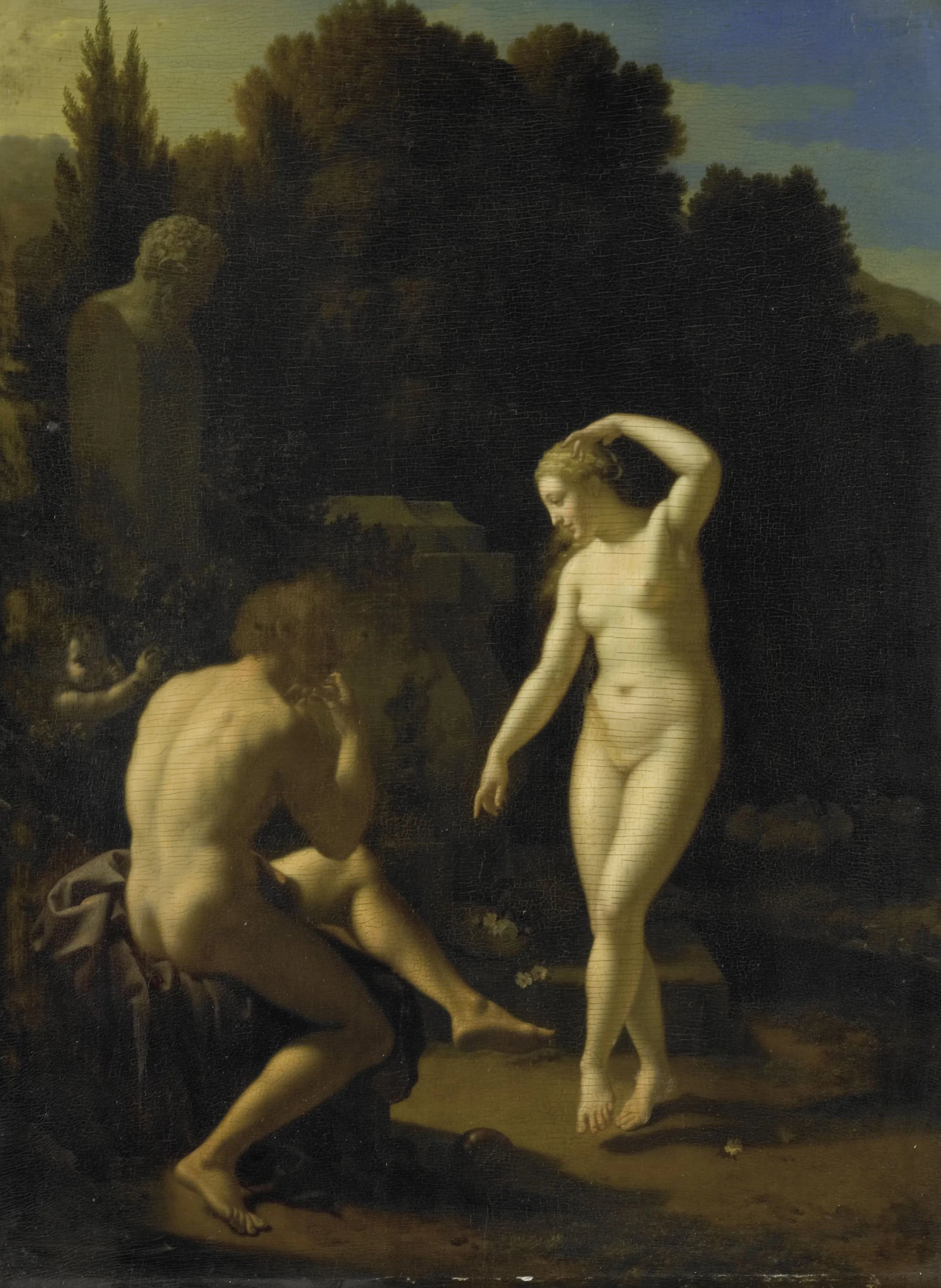 Une nymphe dansant sur la flûte d'un berger - Adriaen van der Werff