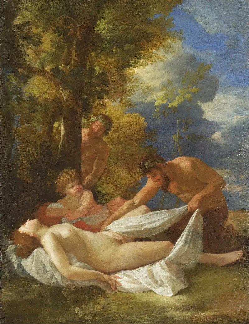 Ninfea addormentata sorpresa da satiri - Nicolas Poussin