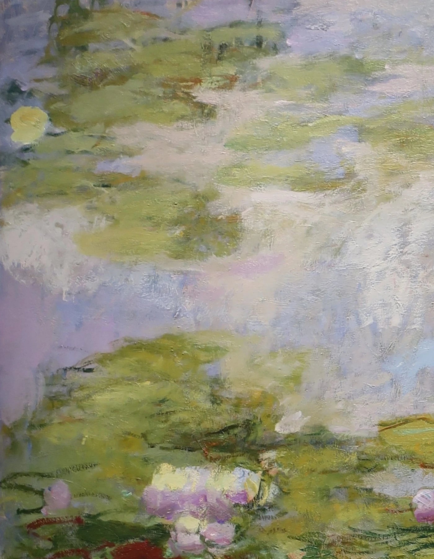 Détail des feuilles et fleurs du grand Nymphéas W1854 de la Fondation Beyeler