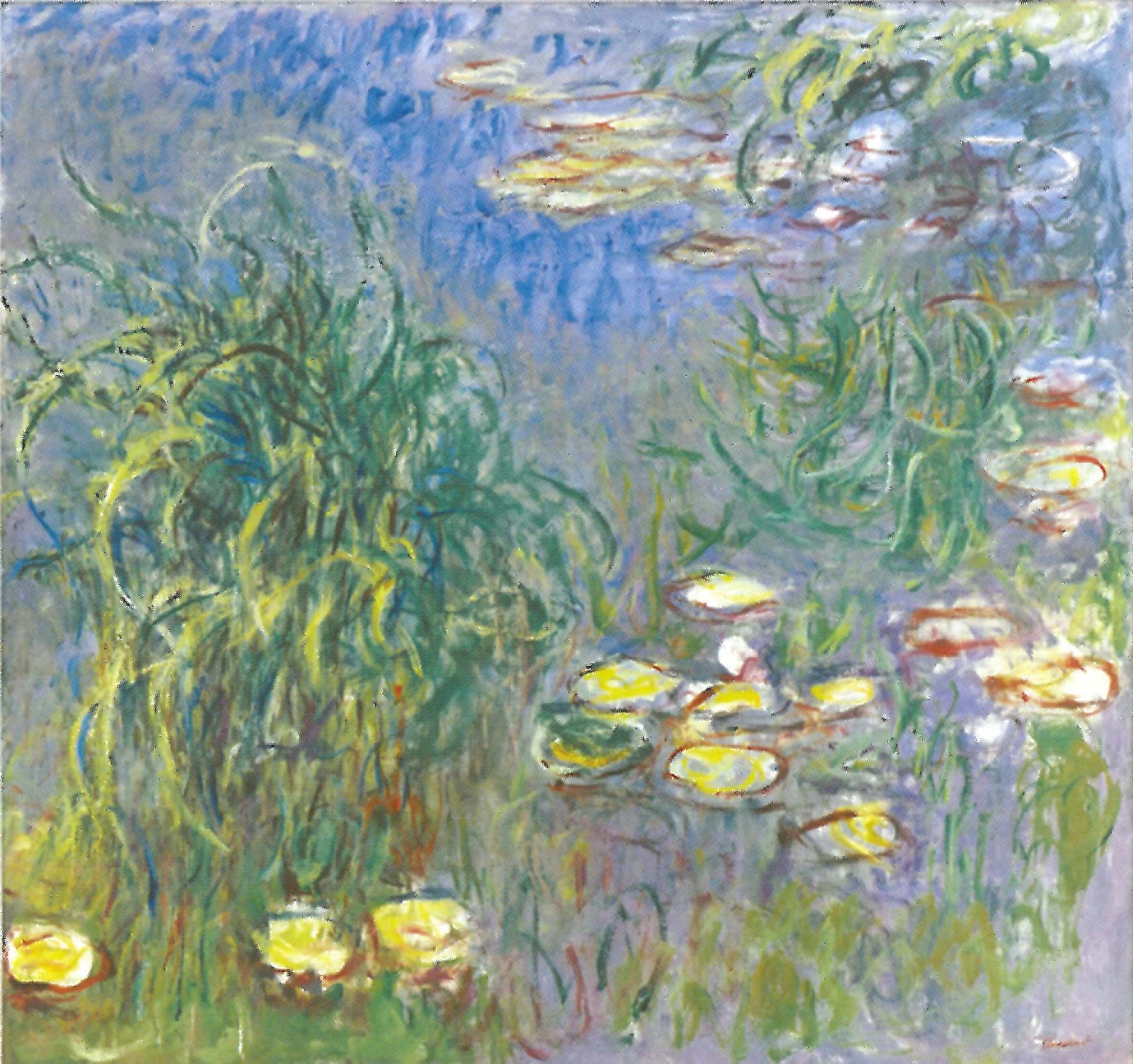 Nymphéas, bouquet d’herbes de Claude Monet, 1914–1917 – Chichu Art Museum, 200 × 213 cm, Wildenstein 1817