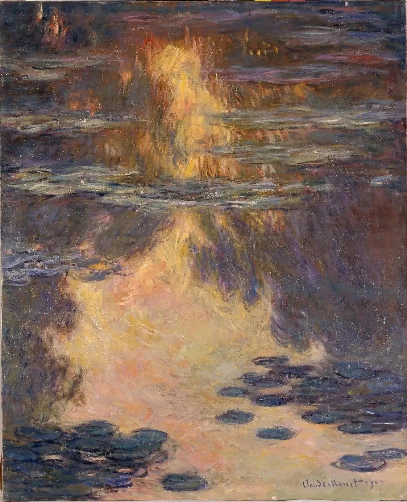 Nymphéas de Claude Monet, 1907 – Kubosō Memorial Museum of Arts, 100 × 81 cm, Wildenstein 1713