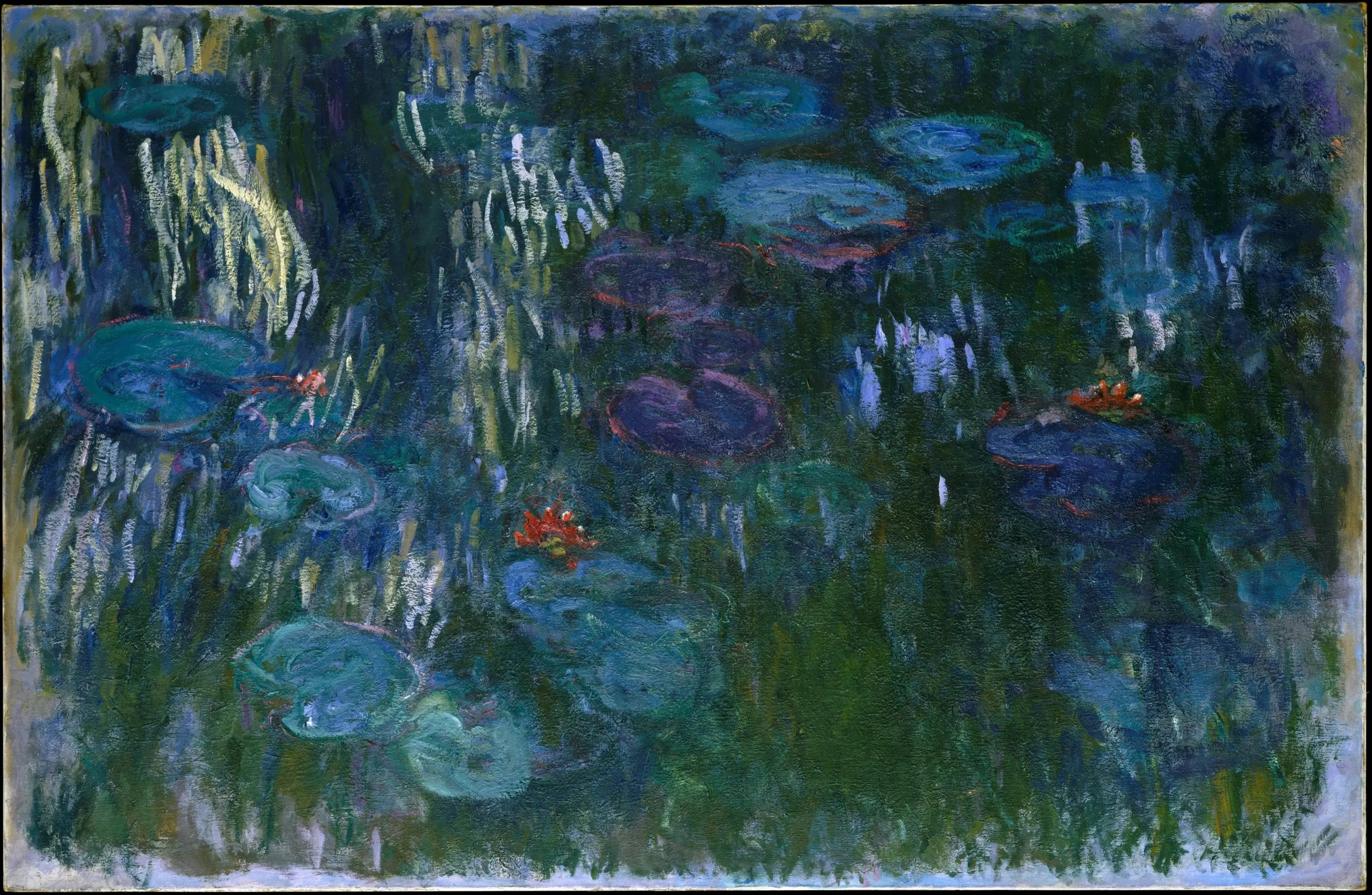 Reproduction du tableau « Nymphéas, reflets de saule - Claude Monet » par Alpha Reproduction en peinture à l’huile