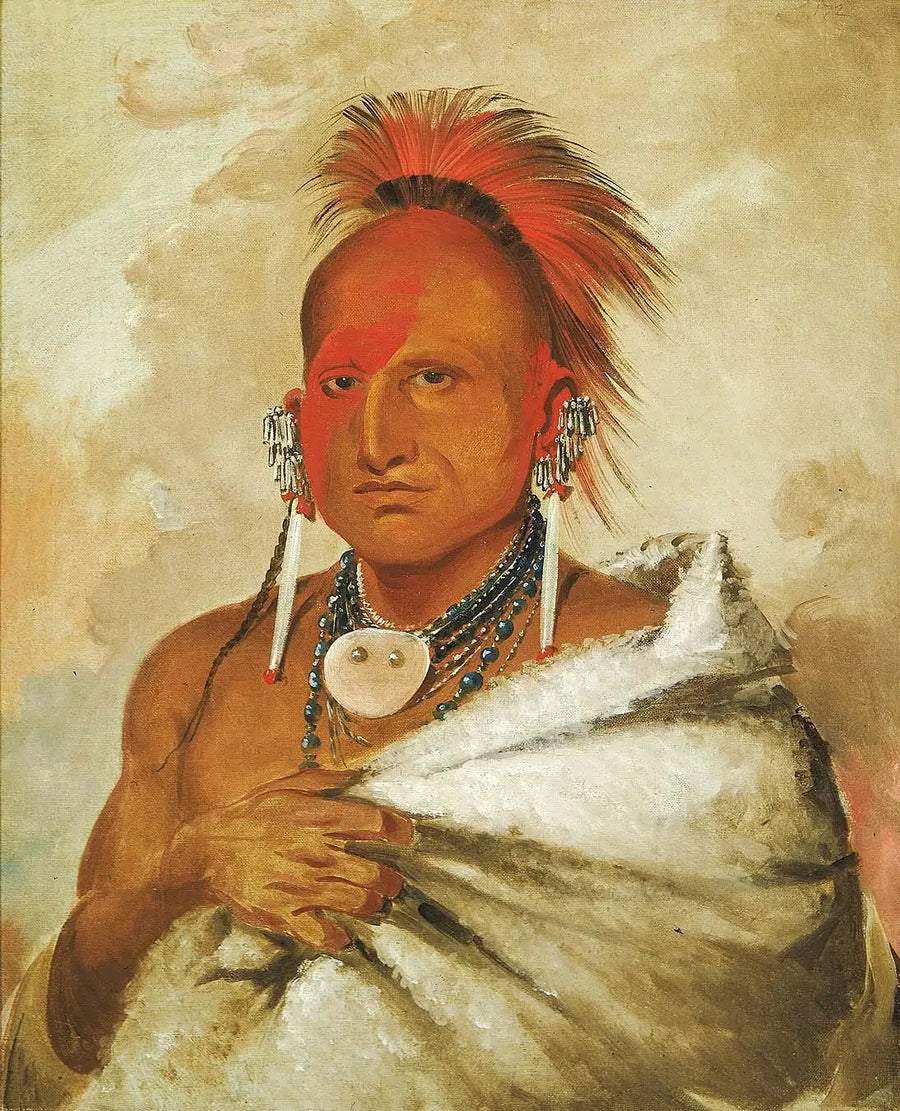 O-rón-gás-see, cacciatore di orsi, un guerriero famoso - George Catlin