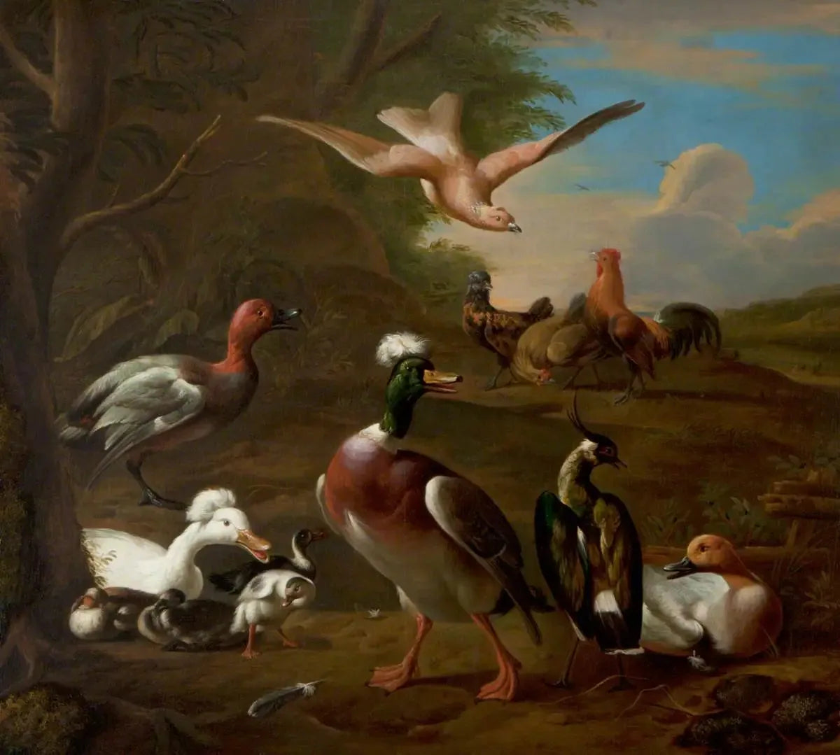 Oiseaux dans un paysage - Melchior de Hondecoeter image 1 reproduction artisanale de tableau