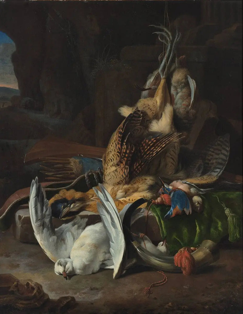 Uccelli morti e accessori da caccia - Melchior de Hondecoeter